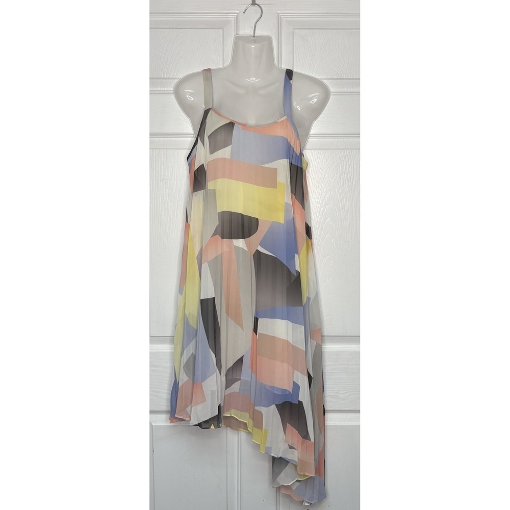 Madison Womens M Plastel Pleated Asymmetrical Midi Dress Resortwear Vacation